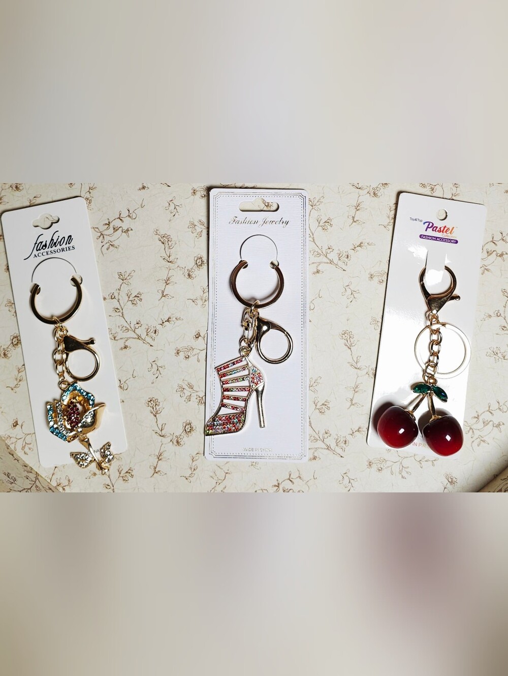 NWT Crystal Rhinestone Bag Charms ✨ Choose Your Vibe: Rose, High Heel, Cherry✨️